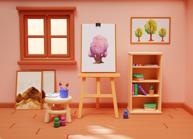 3d rendering of art studio illustration