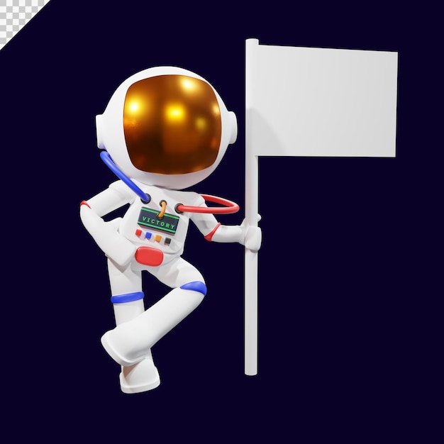 PSD 3d rendering astronaut overwinning illustratie