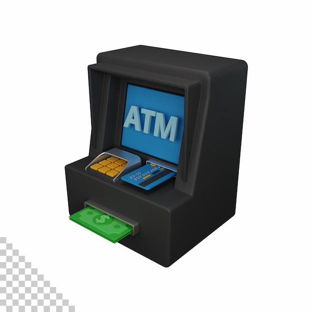 ビジネス通貨の経済と金融の設計に役立つ分離された 3 d レンダリング atm マシン