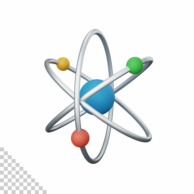 PSD 3d rendering atom isolated useful for education learning knowledge school and class design