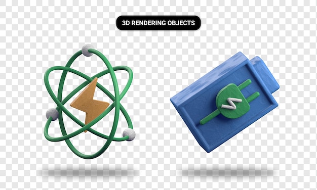 3d rendering atomic energy and charging battery