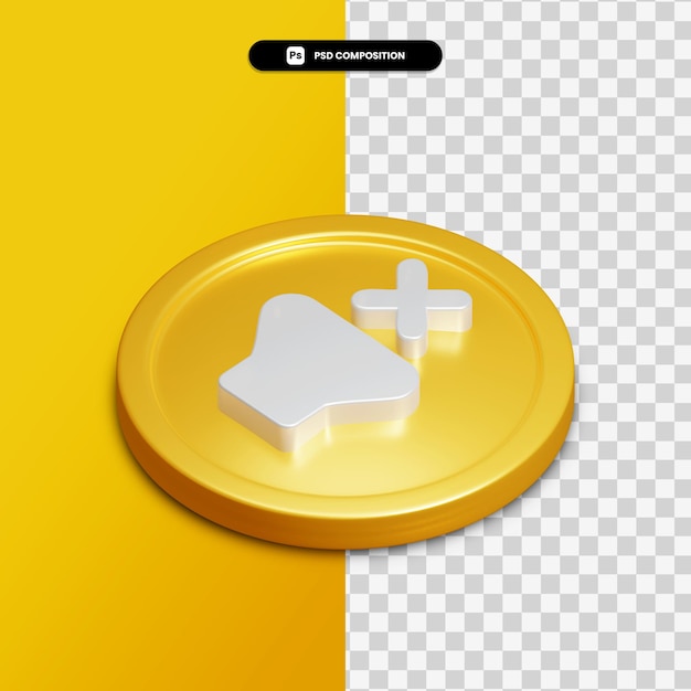 3d-rendering audiopictogram op gouden cirkel geïsoleerd