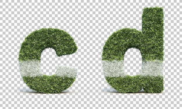 3D-rendering av alfabetet c og alfabetet d på en gressbane