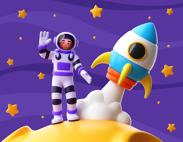 3D-rendering av astronautkarakter