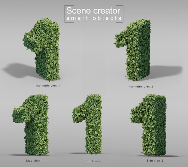 3d-rendering av buxus nummer 1