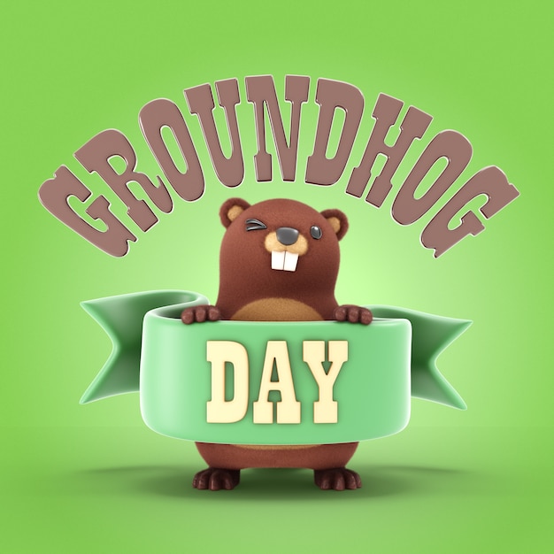 3D-rendering av Groundhog Day-ikon