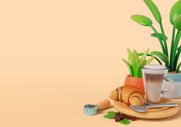 3D-rendering av kaffetid stilleben