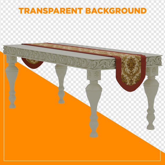 3D-rendering av rektangulært bord med transparent bakgrunn