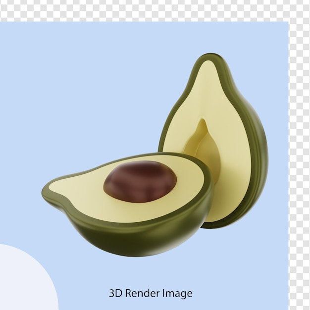 Rappresentazione 3d del frutto dell'avocado