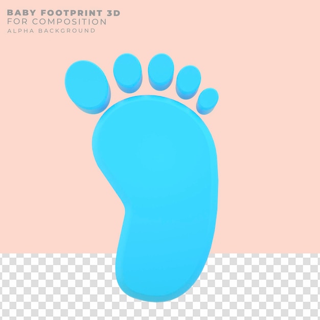 PSD 3d rendering baby footprint