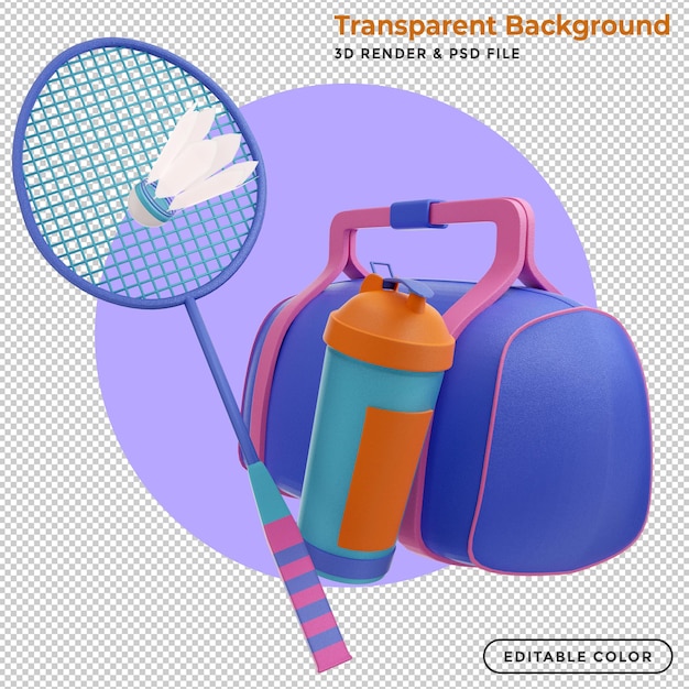 3d rendering badminton equipment