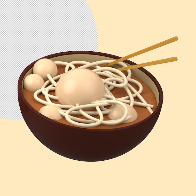 PSD rendering 3d dell'icona bakso isolata su sfondo chiaro icona 3d per la progettazione di ui ux