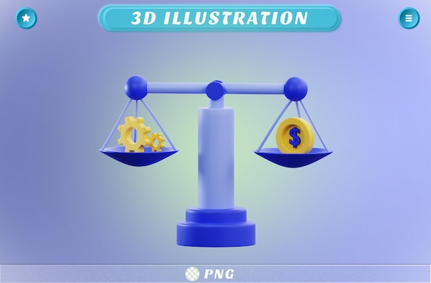 PSD 3d rendering balance finance icon