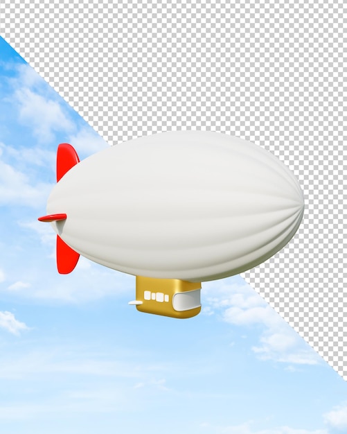 PSD 3d rendering balloon aircraft different side view. png object for mockup advertisement