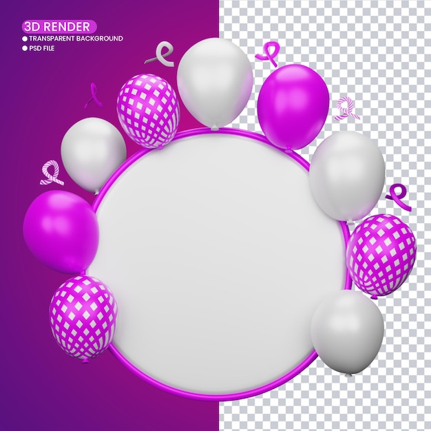 PSD 3d rendering of balloon background for social media