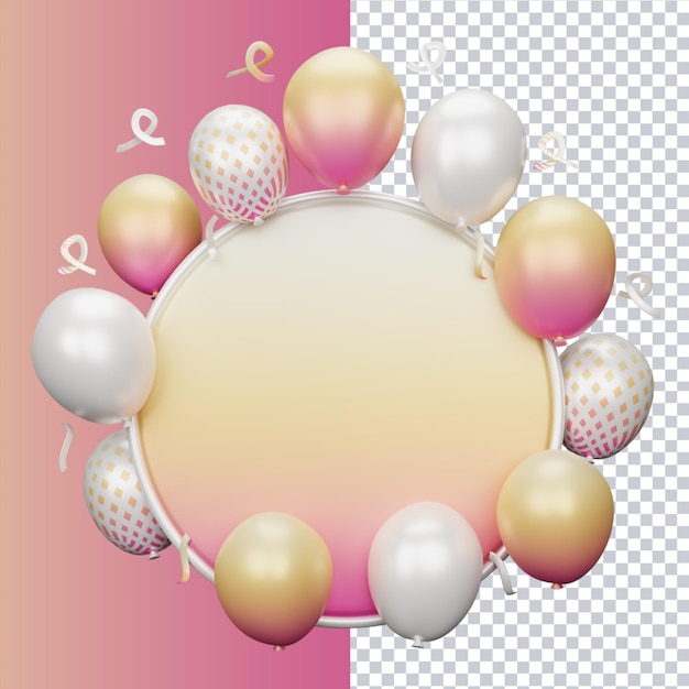 PSD 3d rendering of balloon background for social media