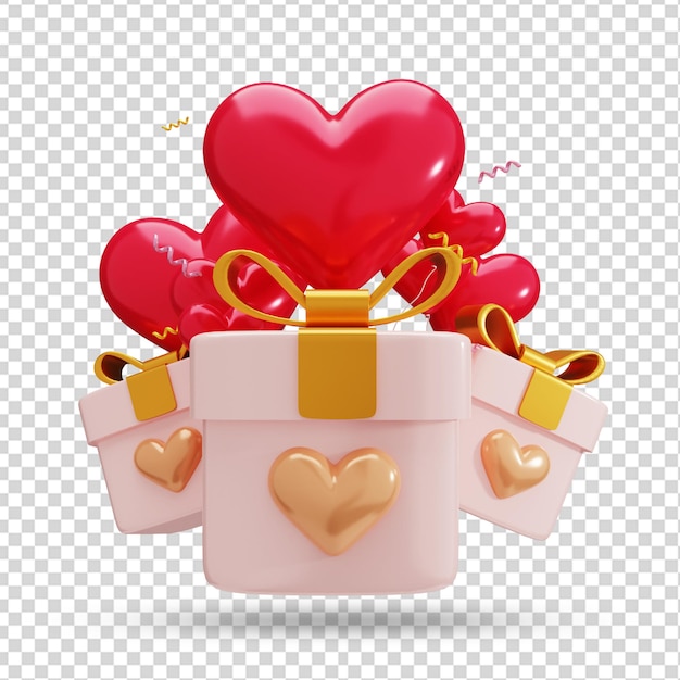 3d rendering of balloon and gift celebration concept