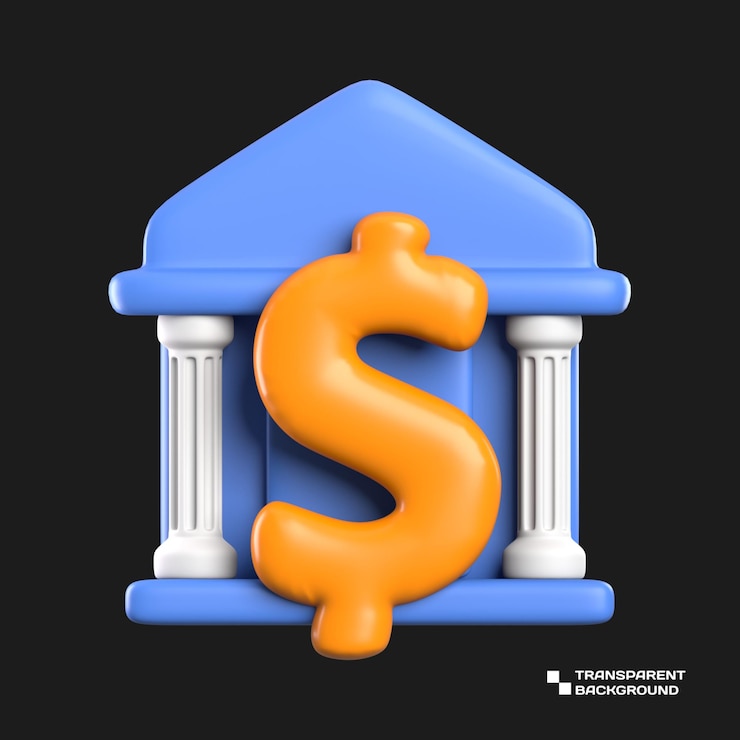 PSD 3d rendering bank application icon