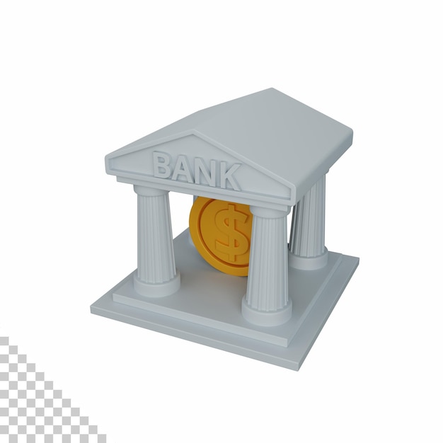 3D-rendering bank geïsoleerd nuttig voor zakelijke valuta economie en financiën ontwerp illustratie