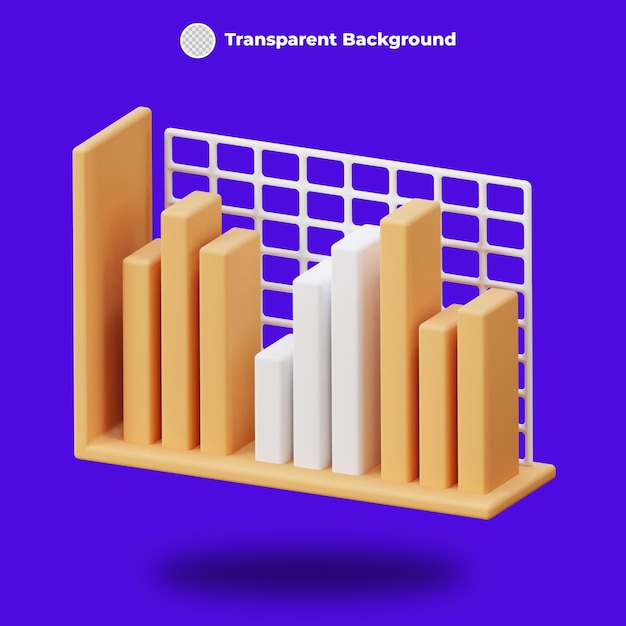 PSD 3d rendering bar chart analytics