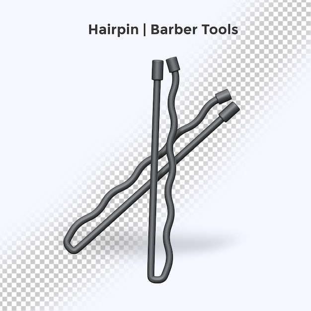 PSD 3d rendering barber tools of hairpin