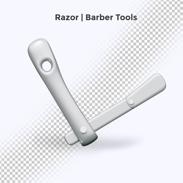 PSD 3d rendering barber tools of razor