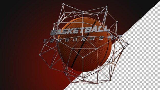 Rendering 3d di progettazione grafica di basket