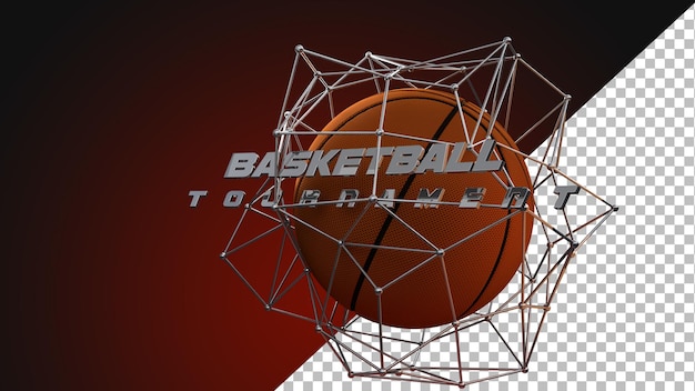 Rendering 3d di progettazione grafica di basket