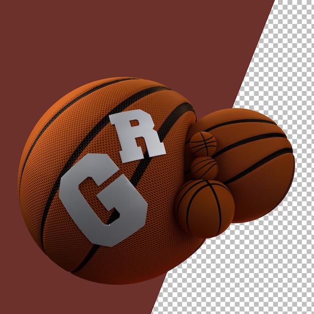 PSD 3d rendering grafica di basket