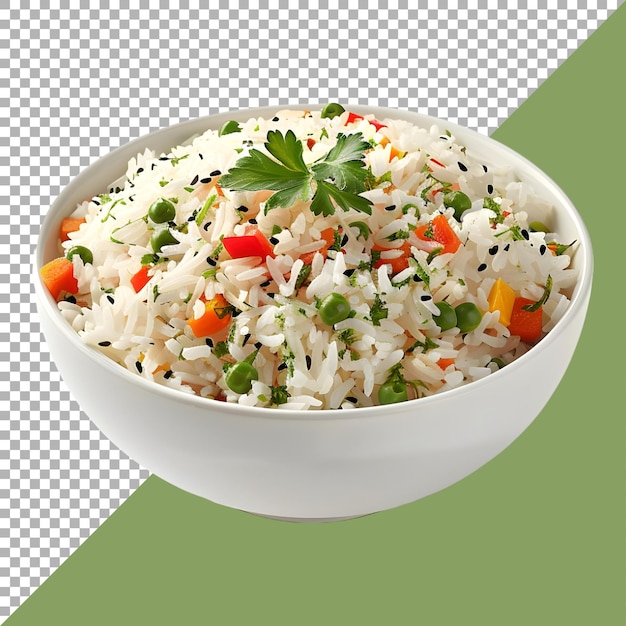PSD 3d rendering of a basmati chinese rice in a bowl on transparent background ai generated