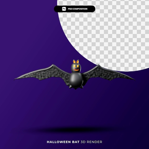 PSD 3d rendering of bat halloween concept isolated