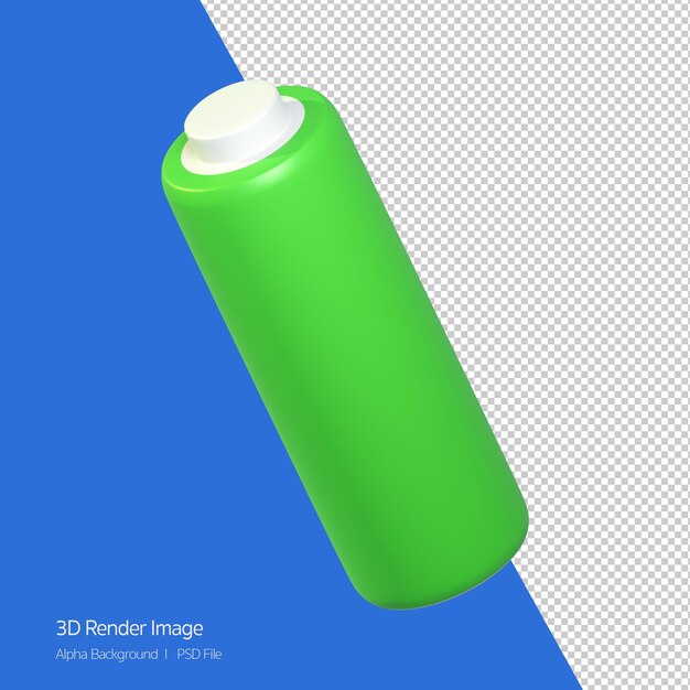 白で隔離されたバッテリーアイコンオブジェクトの3Dレンダリング。