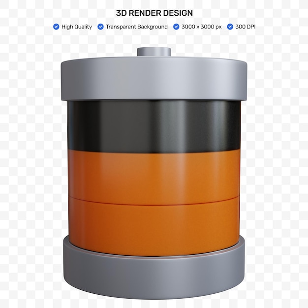 3d rendering battery low isolated