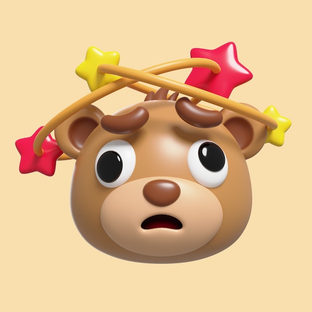 PSD 3d rendering of  bear emoji icon