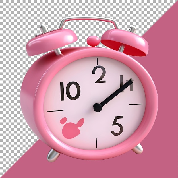 3d rendering of a beautiful colorful alarm clock on transparent background ai generated