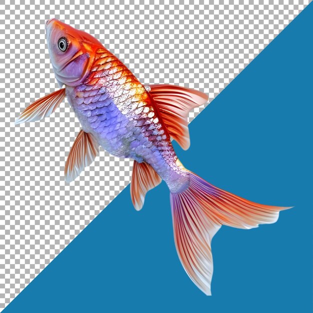 PSD rendering 3d di un bellissimo pesce colorato su uno sfondo trasparente generato da ai