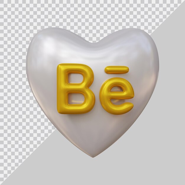 Rendering 3d di social media icona behance con stile cuore