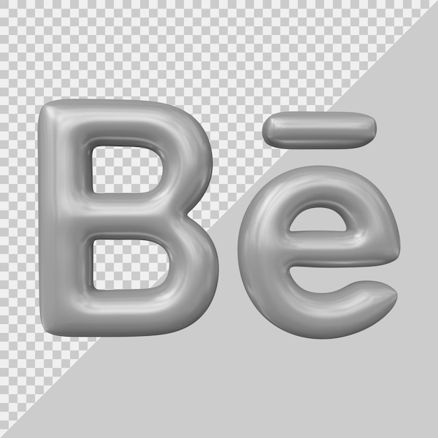 3d rendering of behance icon social media with silver style