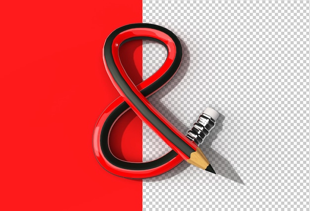 3d rendering of bent pencil font letter s logo transparent psd file.