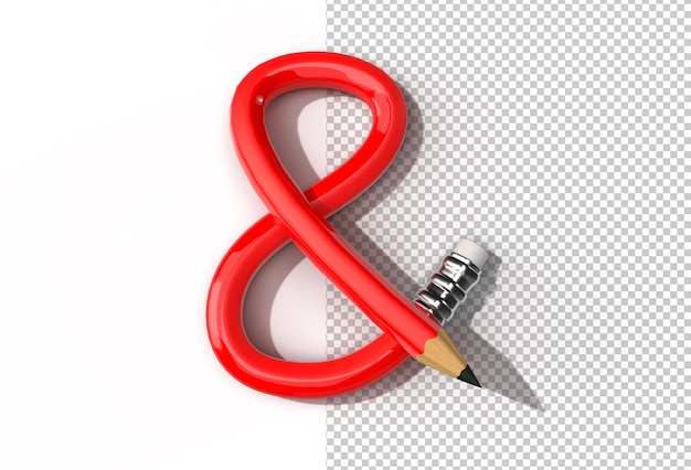3d rendering of bent pencil font letter s logo transparent psd file.