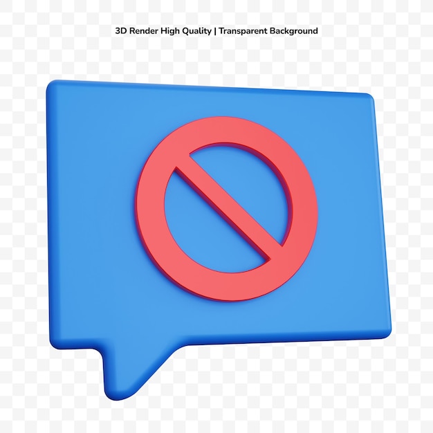 3d-rendering bericht blauw met verbodsteken geïsoleerd