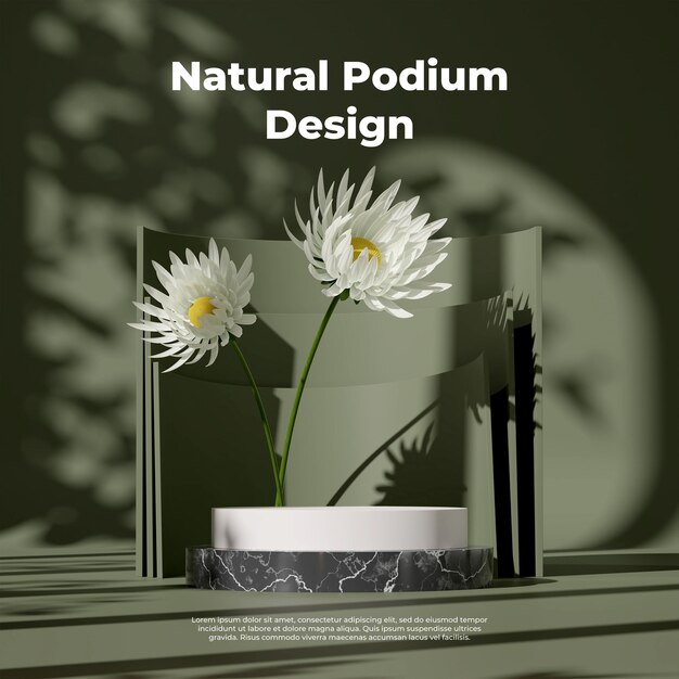 3D-rendering bildeillustrasjon av tom plasspodiumdisplay for produkt mockups naturlig bakgrunn