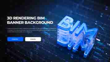PSD bimロゴの3dレンダリングの建物のバナー