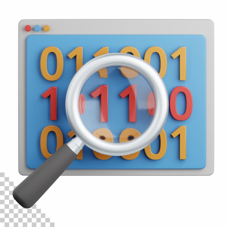 PSD 3d rendering binary code isolated useful for technology, programming, development, coding, software, app, computing, server and connection design element