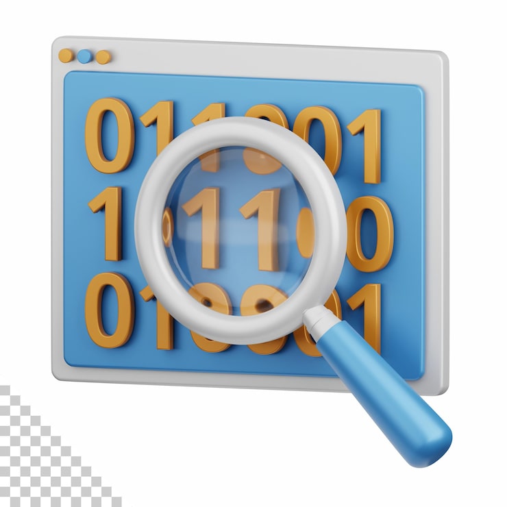 PSD 3d rendering binary code isolated useful for technology, programming, development, coding, software, app, computing, server and connection design element