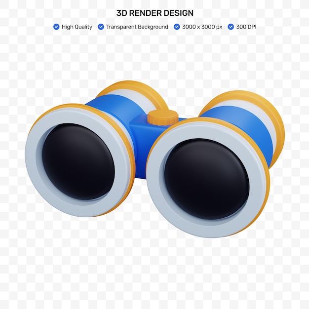 PSD 3d rendering binocular isolated