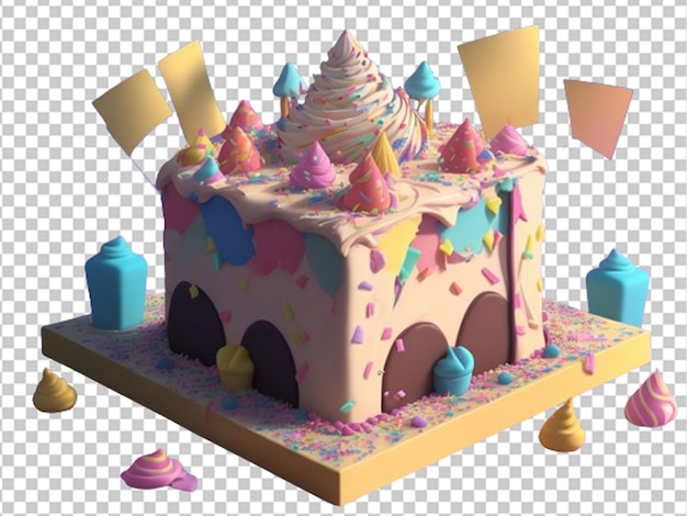 PSD 3d rendering birth day cake