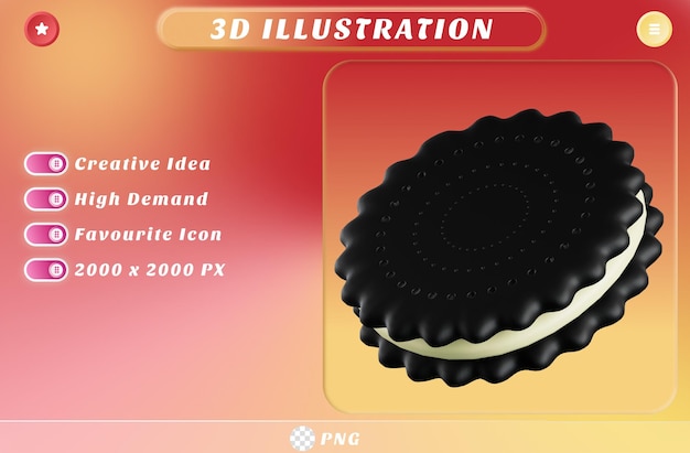 PSD 3d rendering biscotto delizioso