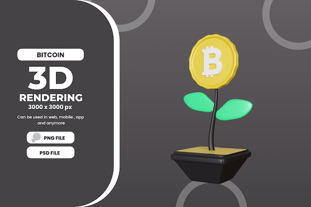 PSD 3d rendering illustrazione della pianta bitcoin premium psd