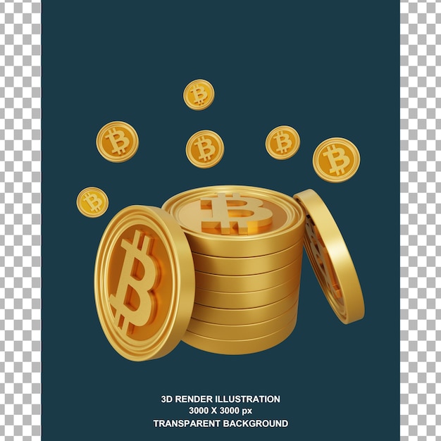 PSD 3d rendering bitcoin stack illustration